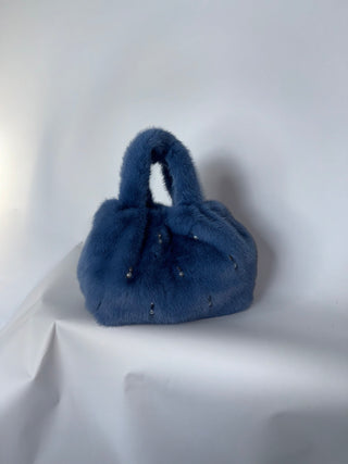 Sac en fausse fourrure bleue