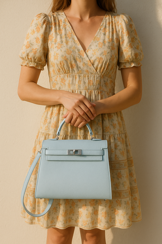 Sac en cuir - Bleu pâle