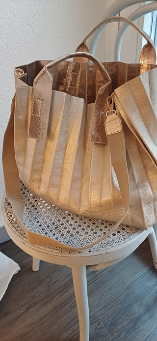 Sac plissé réversible en cuir artificiel