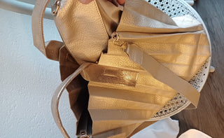 Sac plissé réversible en cuir artificiel