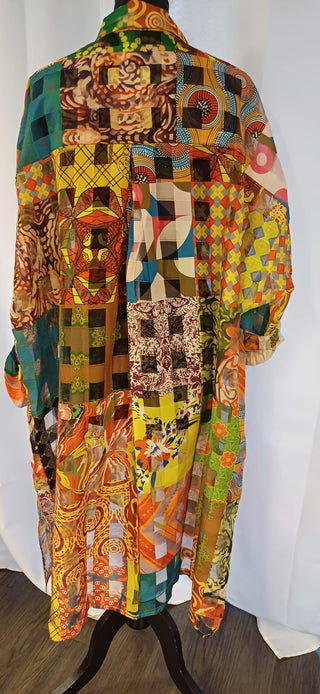 Robe tunique semi-transparente multicolore