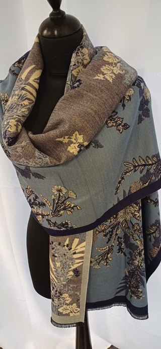 Écharpe-châle en viscose-laine réversible